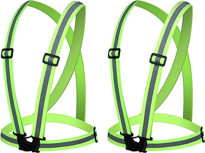 Reflective Vest, 2-Pack Reflective Gear High Visibility Suspenders Safety Lightweight Straps with Elastic & Adjustable Holes, 360° Hi-Vis Running Vest for Running, Jogging, Hiking, Cycling, and More