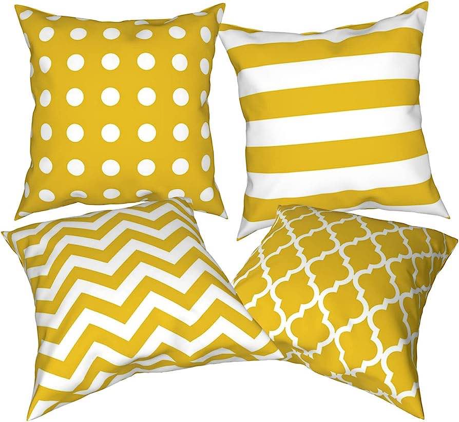 Binfemcy Spring Green Decorative Pillow Covers Waterproof Outdoor Cute Bunny Deer Cushion Cover Farmhouse Easter Pillowcases Fresh Flower for Living Room Couch Patio Garden Sunbrella 18x18 Set of 4