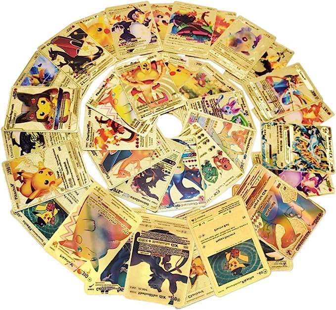 2022 New Products (English) 57 PCS Gold Foil Card Assorted Cards TCG Deck Box (14 GX Rare Cards 11 V Series Cards 14 Vmax Rares, 9Vstar Card, 9 Common Card)