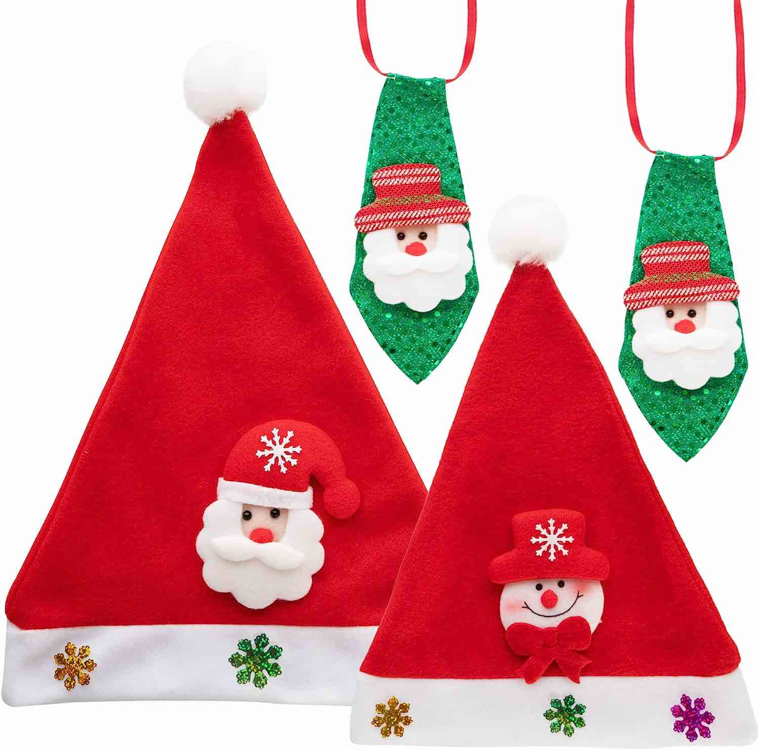 Christmas Pack 2 Santa Hats and Ties Set