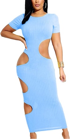 Cosygal Women's Sexy Ribbed Bodycon Long Sleeve Drawstring Ruched Knit Mini Sweater Dress