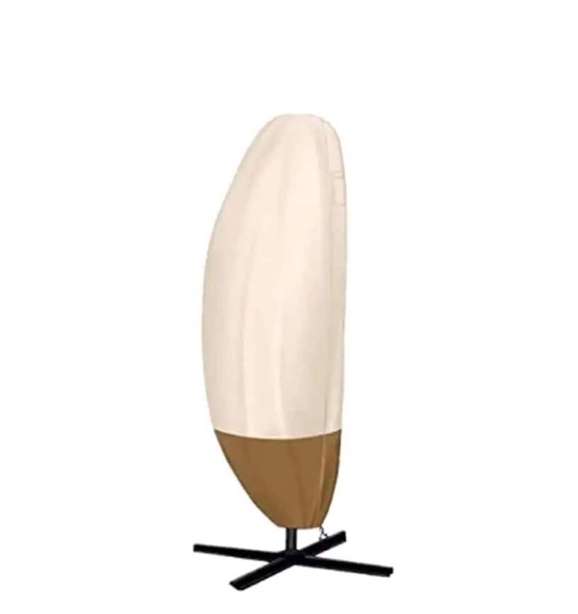 Quekehis Patio Umbrella Cover Waterproof 420D Durable Cantilever Offset Umbrella Cover Outdoor Market Banana Umbrella Cover for 8-15ft parasols with Zipper Air Vent and Drawstring Beige
