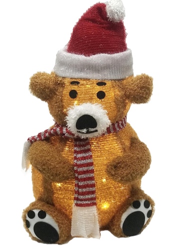 2.3Ft Christmas Little Brown Bear Outdoor Indoor Christmas , with Christmas Hat, Built-in LED Light, with Low-Voltage Plug, Holiday/Party/Christmas/Courtyard/Garden