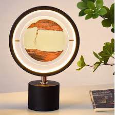 Creative Sand Painting Table Lamp Simple Modern Bedroom Bedside Lamp Night Light 3 Color Temperature Dimming Table Lamp Home Lighting Use Living Room Lamps 3D Hourglass Led Lamp Home Sand Scene Dyn