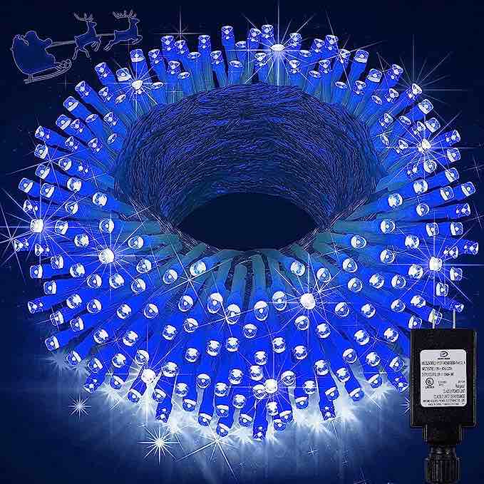Christmas Lights Outdoor 1000 LED 393.7ft Super Long String Lights with 8 Modes & Timer, Plug in Twinkle Fairy Lights Decor for Home Xmas Wedding Party Room Yard Tree Holiday Decorations (Blue)
