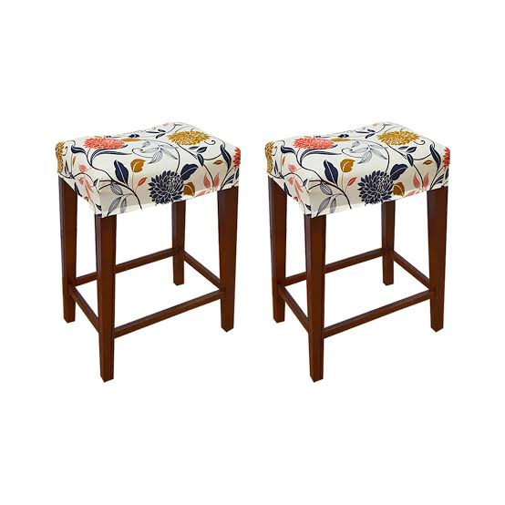 CRFATOP Rectangle Bar Stool Cover 2 Pieces Printed Chair Seat Slipcovers Stretch Stool Upholstered Slipcover Protector Backless Chair Cover for Square Stool Without Backrest,01