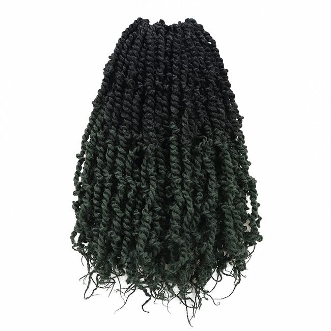 Toyotress Tiana Passion Twist Hair - 14 Inch 8Pcs Ombre Green Trans Green Pre-Twisted Pre-Looped Passion Twists Crochet Braids Made Of Bohemian Hair Synthetic Braiding Hair Extension (14 Inch, OT-Green)