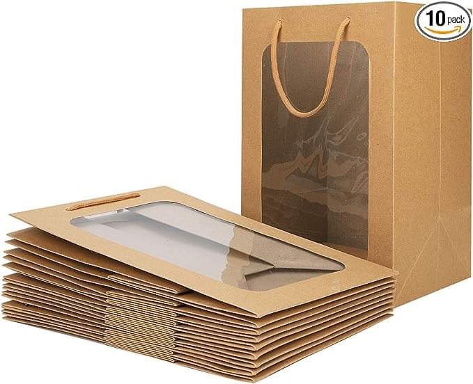 24 Pcs Bouquet Flower Square Gift Bags 5.9 x 5.9 x 5.9 Inch Kraft Paper Floral Bags with Handle Empty Bouquet Basket for Arrangements Graduation Mother's Day Wedding Birthday Bridal Shower (Brown)
