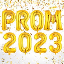 8 Pieces Prom 2023 Balloons Banner 32 Inch Letter Balloons Foil Prom Balloons Set Prom 2023 Decorations Class of 2023 Prom Letters Props for Graduation Party, Retirement, Grad Party (Gold)