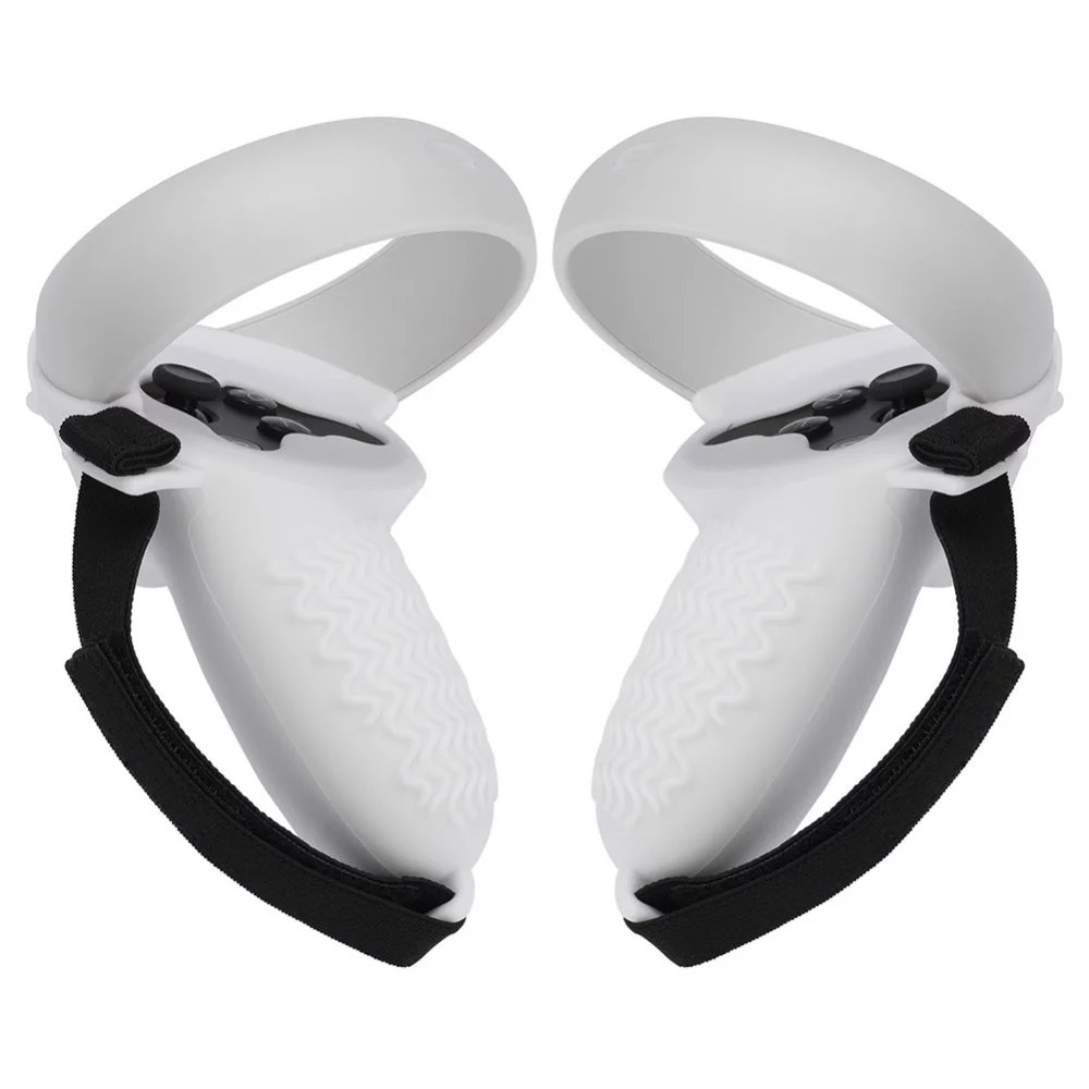 Eyglo Face Silicone Cover +Controller Grip Cover for Oculus Quest 2 Anti Slip Anti Collision Handle Protective Covers for Controllers with Adjustable Strap Accessories for Oculus Quest 2 (White)