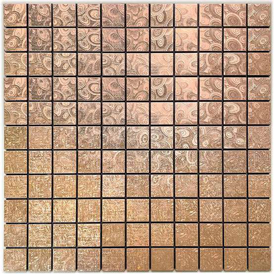 TenasHome Peel and Stick Metal Tiles Backsplash Self-Adhesive Aluminum Mosaic 3D Wall Sticker Panel for Kitchen & Bathroom(Copper Laser Rainbow,5 Sheets)