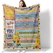Love Letter to My Daughter Blanket, Gifts for Daughters from Mom, You are My Sunshine Throw Blanket for Daughter Birthday Anniversary, Sunflower Super Soft Fleece Blankets for Bed Travel 50x60inch