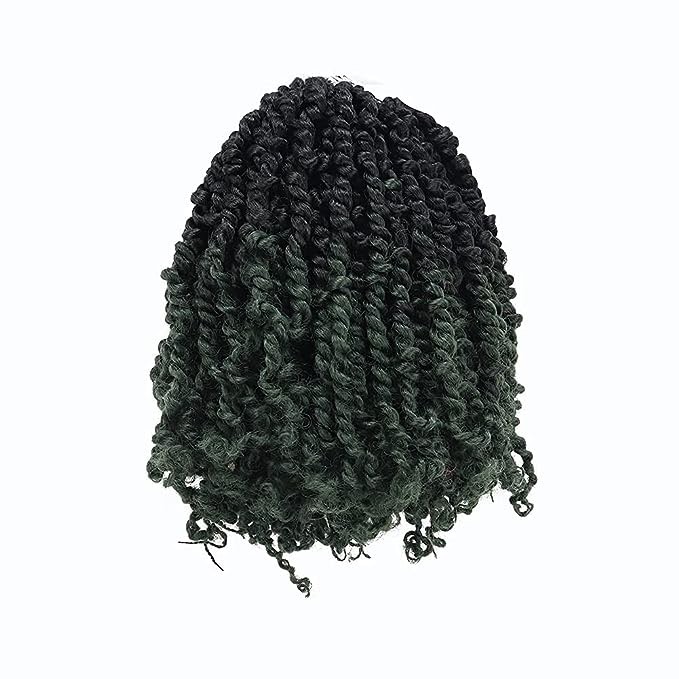 Toyotress Tiana Passion Twist Hair - 14 Inch 8Pcs Ombre Green Trans Green Pre-Twisted Pre-Looped Passion Twists Crochet Braids Made Of Bohemian Hair Synthetic Braiding Hair Extension (14 Inch, OT-Green)
