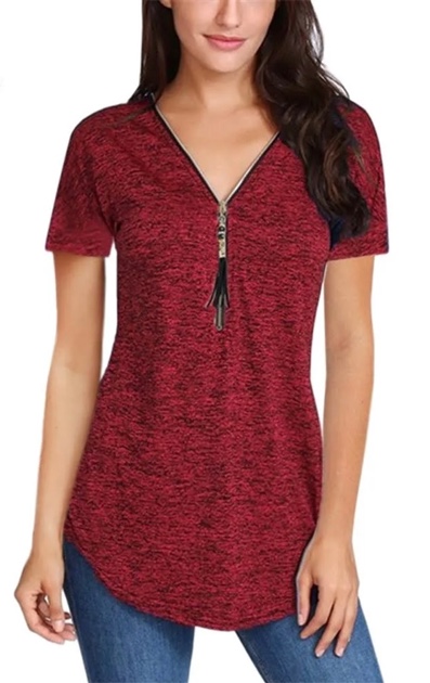 Florboom Women’s V Neck Shirts 3/4 Roll Sleeve Tunic Blouses with Pockets