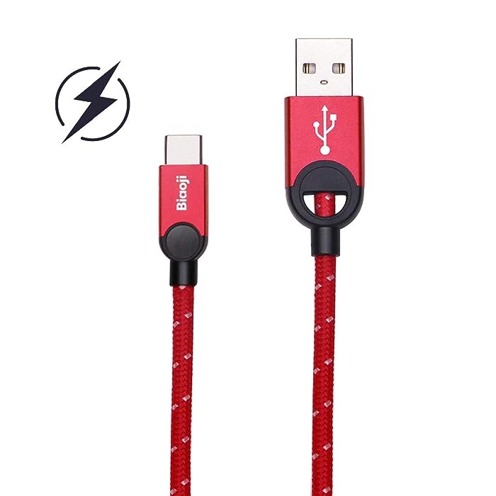 Biaoji Type C Fast Charging Cable/Data Syncing Cord Nylon 3 Pcs ( Black, Red, Gray)