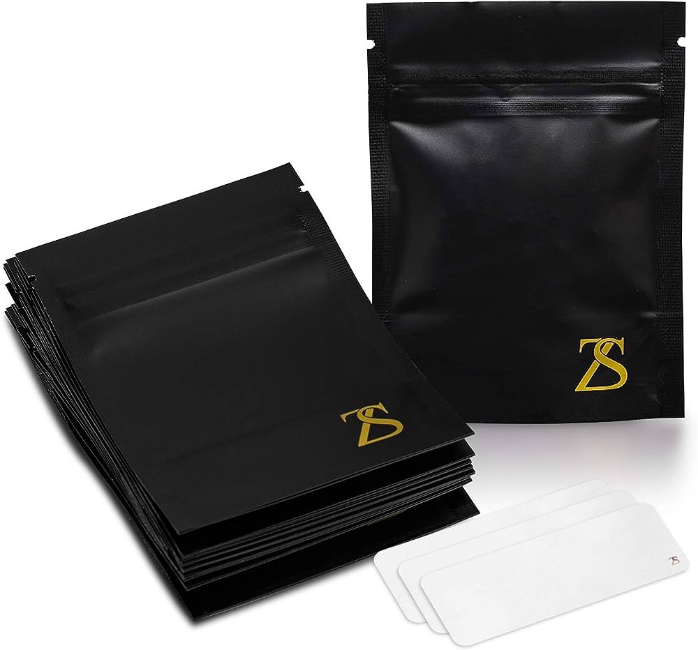 ZENSEAL | 120 Pack 4x6 Inch Matte Black Smell Proof Bags with Labels | Resealable Mylar Foil Pouch Bags | Airtight Ziplock