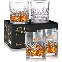 Whiskey Glasses Set of 4,12 oz - Premium Gift Box for Men - Rock Tumblers for Bourbon, Scotch, Cognac, Brandy, Rum, Liquor, Cocktails - Old Fashioned Clear Glassware - Luxury Alcohol Drinking Barware