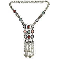 Bluegoog Boho Statement Turquoise Collar Necklace for Women Vintage Ethnic Tribal Chains African Bib Long Western Necklaces Jewelry