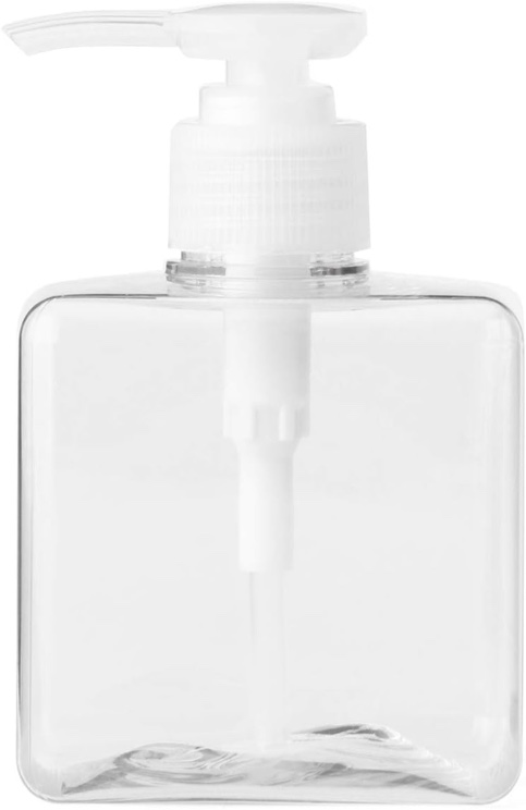 4 pcs 250Ml/8.4Oz Empty Refillable Plastic Square Bottle Cosmetic Packaging Bottle with Spray Pump for Liquid Lotion Soap Hand Washer Cosmetic Makeup Shampoo Dispenser(Clear)