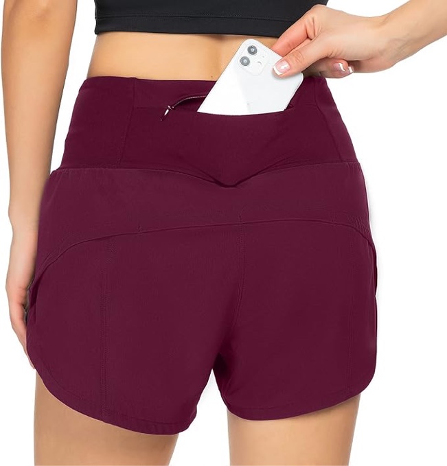 (X-Large) Rrosseyz Running Shorts for Women with Liner High Waisted Womens Athletic Shorts with Zip Pocket for Workout Gym- 4 