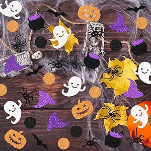 Halloween Ghost Bats Confetti Pumpkin Table Confetti Hocus Pocus Table Decor for Halloween Baby Shower Birthday Table Decorations Hocus Pocus Table Decorations- 200Pcs