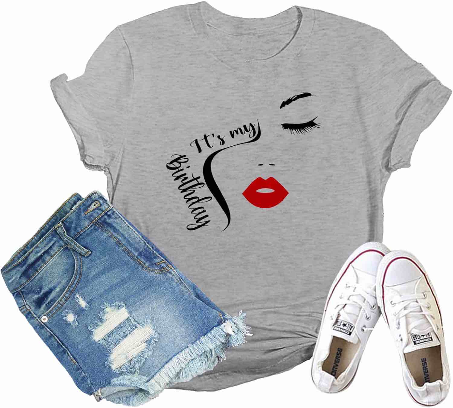Women Funny Graphic Shirt Birthday Party Top Cute Summer Casual Short Sleeve Tee Blouse