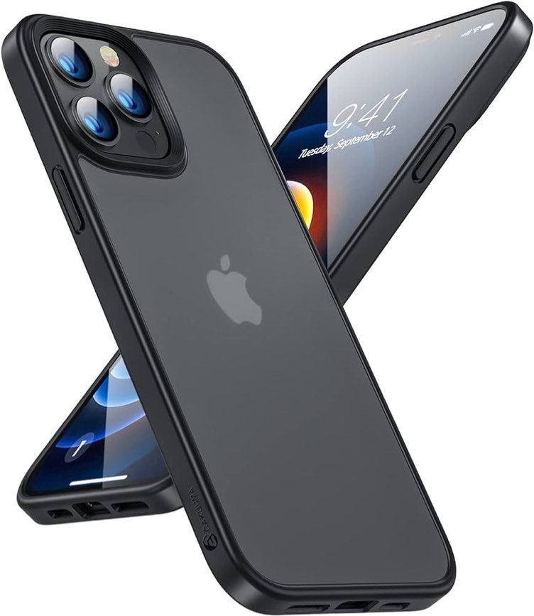  CAKUUMA Frosted Compatible with iPhone 13 Pro Max Case 6.7'' 2021 (Black)