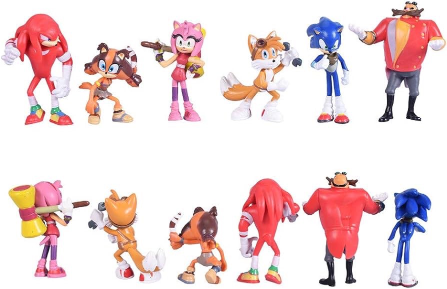 Max Fun Set of 6pcs Sonic The Hedgehog Action Figures, 5-7cm Tall Cake Toppers-Collect Sonic, Knuckles, Tails, Amy and Evil Dr. Eggman