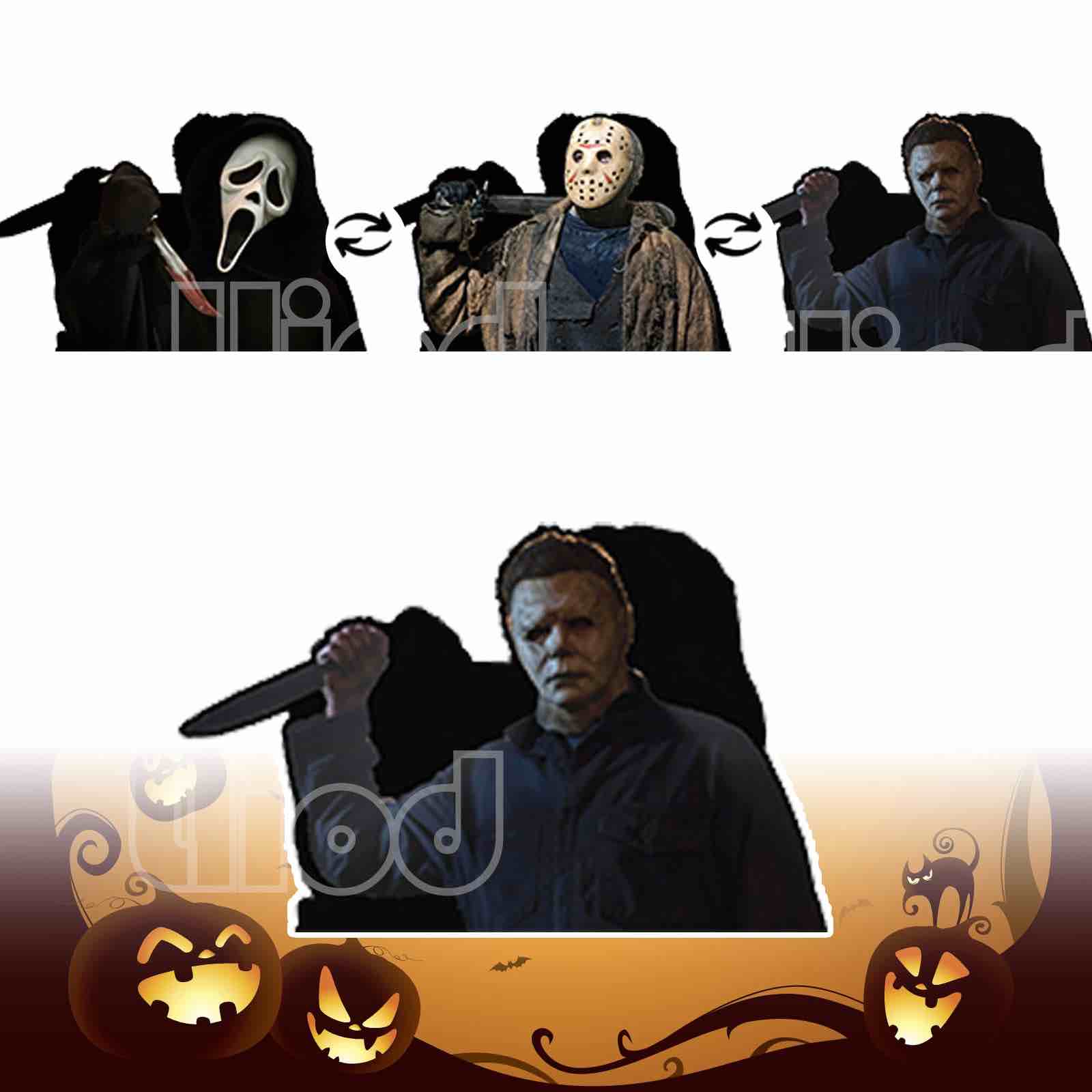 3D Motion Halloween Wall Window Stickers PET HW Stickers Decorations for Wall Window Door Room Skateboard Laptop Kids Adults (3 in 1 Sticker)