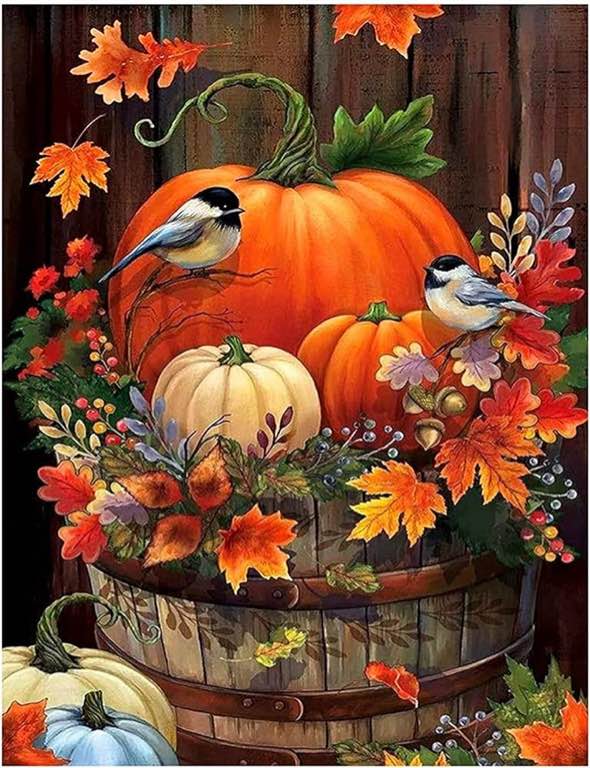 ACIOPPL Paint by Numbers for Adults Beginner Kids Halloween DIY Arts Acrylic Painting Kits Spiritual Birds Oil Paint by Numbers Maple Leaf on Canvas 16x20 inch Home Wall Decor Arts Craft Gift Pumpkin
