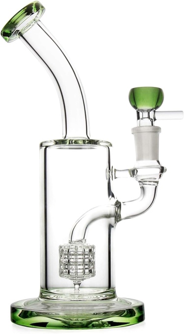 The7boX Water Bong Glass Bongs for Smoking 14 mm Green Oil Rig Pipes with Percolator