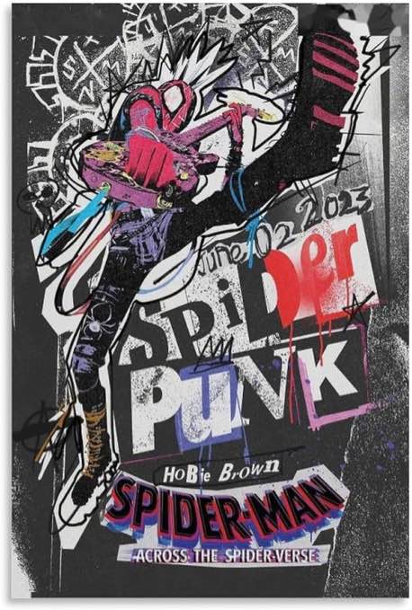 2023 Spider Movie Man Across The Spider-Verse Poster Canvas Print Wall Art High Definition Decoration for Boys And Girls Room Fans Gift 12x18inch(30x45cm) Unframe-2023 Spider Movie Man Across The Spider