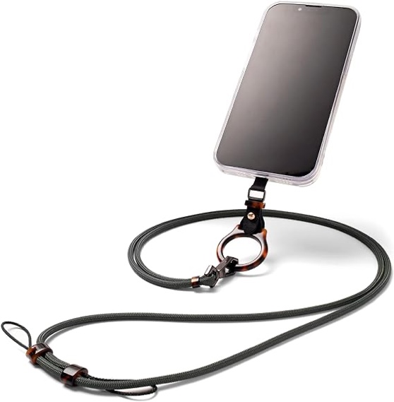 JOJOPANDA Adjustable Cell Phone Lanyard Nylon Neck Strap Shoulder Strap Phone Case Patch with Acrylic Finger Cord Retaining Ring (Black) JOJOPANDA Adjustable Cell Phone Lanyard Nylon Neck Strap Shoulder Strap Phone Case Patch with Acrylic Finger Cord Retaining Ring (Brown)