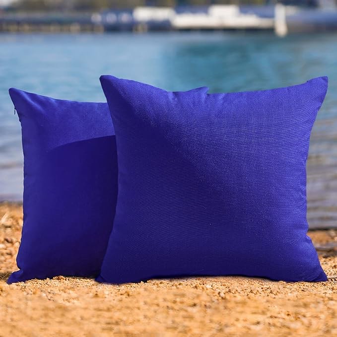 Topfinel Outdoor Anti-Fade Blue Pillow Covers for Patio Furniture Decorative Water Resistant Throw Pillows Covers 12 X 20 for Garden, Porch, Set of 2