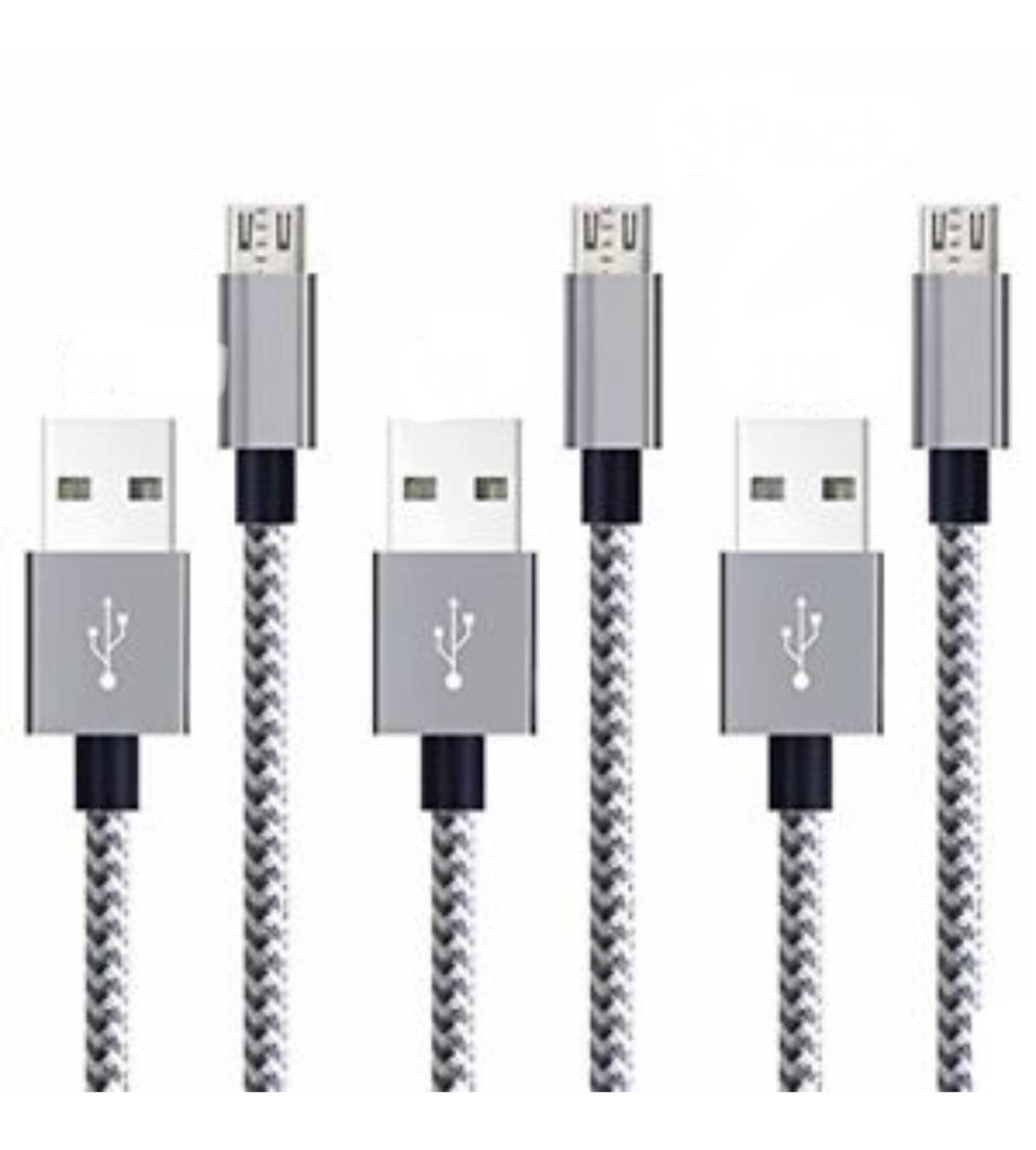 Micro USB Cable,4Pack 3FT/6FT/10FT Nylon Braided Android Charger Cables Condition: NewNew