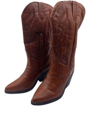 Cowgirl Boots for Womens Western: Cowboy Pointy Toe Chunky Heel Embroidered Mid Calf Boot with Side Zipper