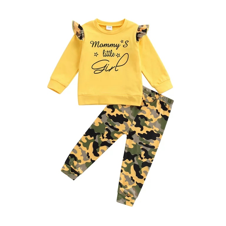 Bmnmsl Girl Sets Long Sleeve Tops Camouflage Trousers
