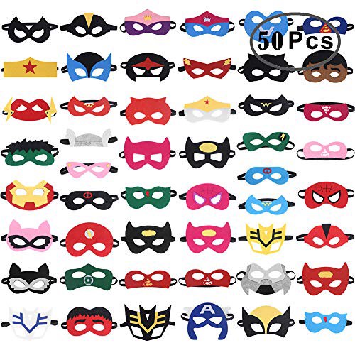 RoterSee Superhero Masks Party Favors for Birthday Party with 50 Different Types (50PCS)