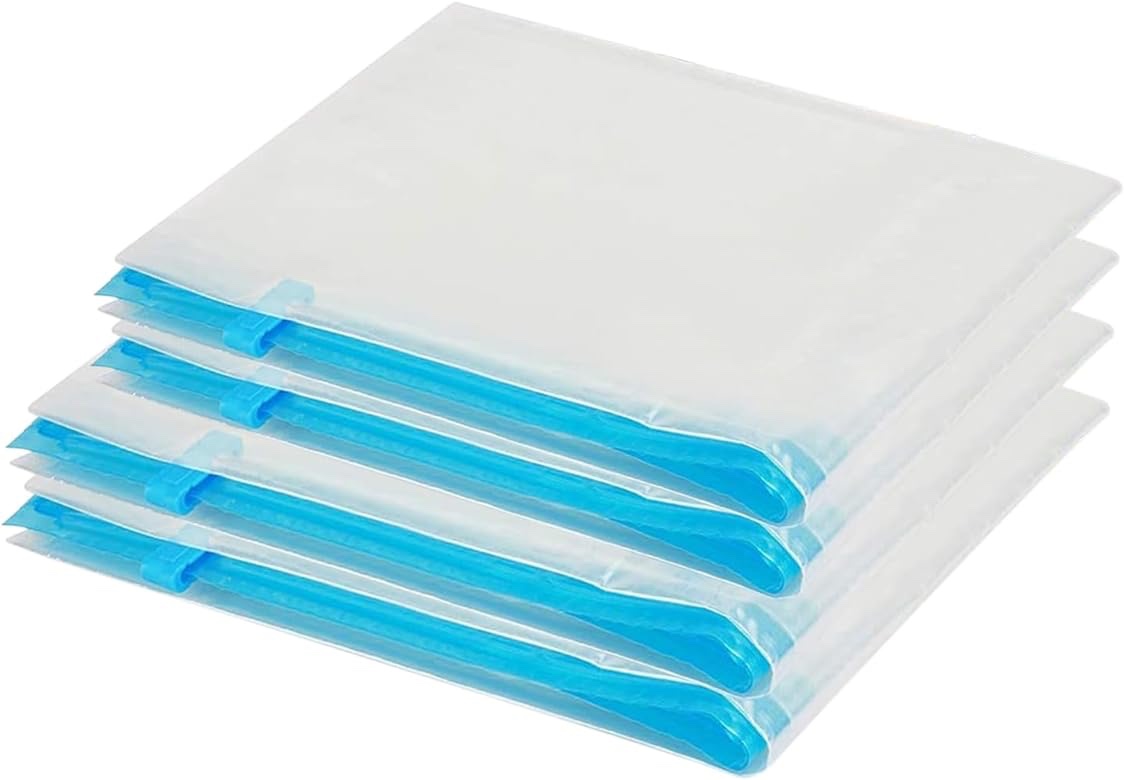 Skycase Space Saver Travel Bags, 4 Pack Roll Up Reusable Travel Space Saver Vacuum Storage Bags, Waterproof Compression Bags for Travel/Home Storage, Transparent