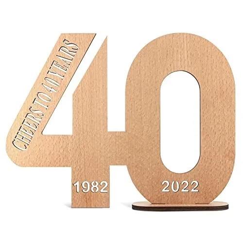 Anruzon 40th Anniversary Birthday Decoration for Parents Wife Husband Friends, Wedding Guest Book, Couples Gifts - Wooden Plaque 12 inches