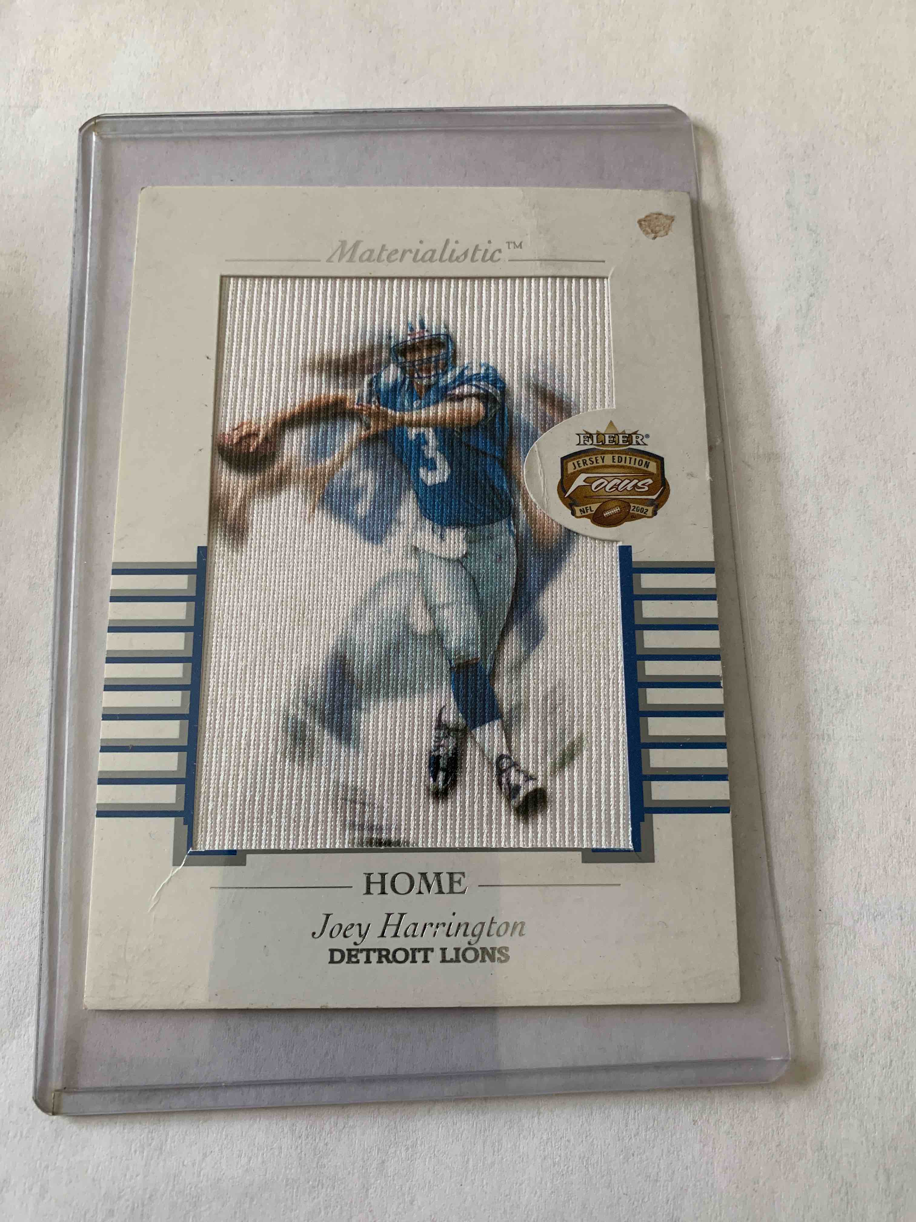 2002 Fleer Focus Jersey Edition, Joey Harrington, Materialistic #1MR