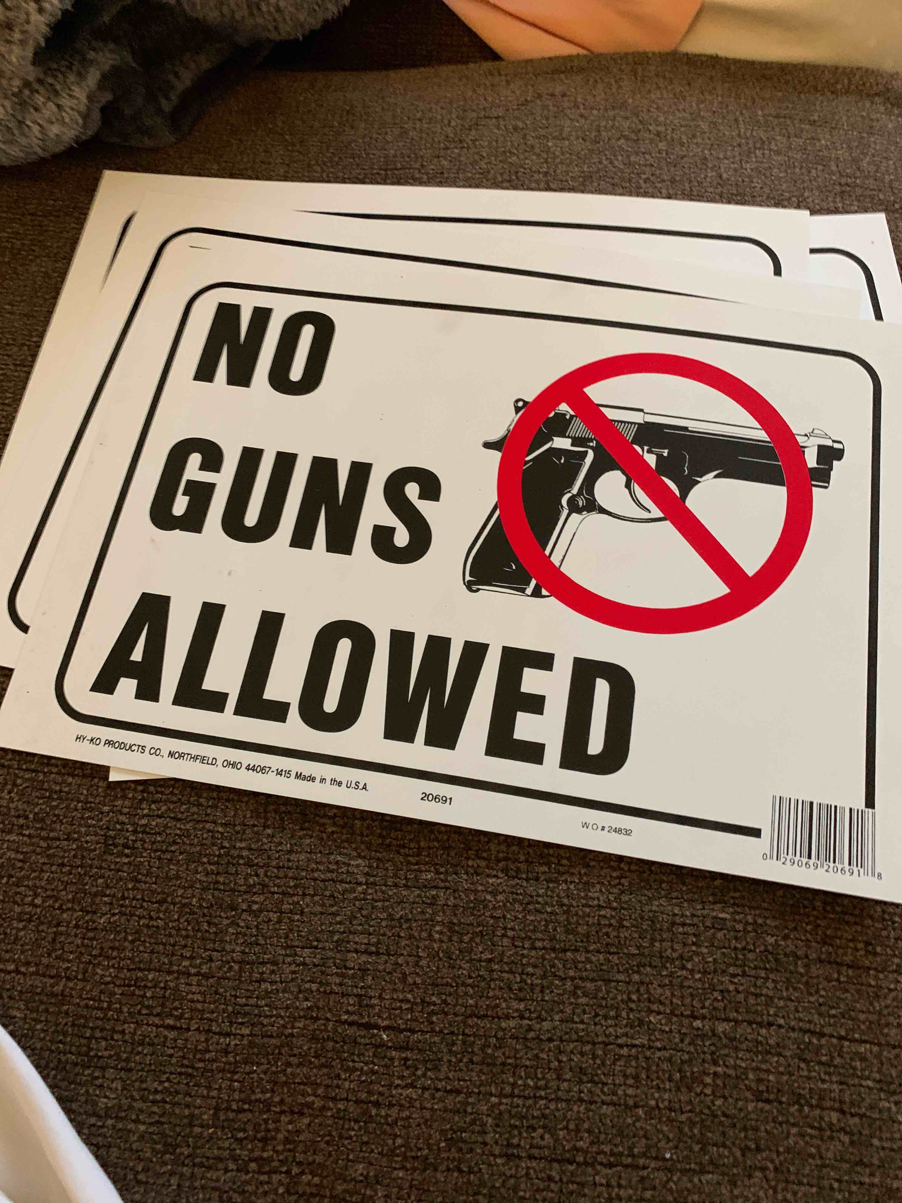 Lot of 4–No Guns Allowed, Signs, 8” X 12”