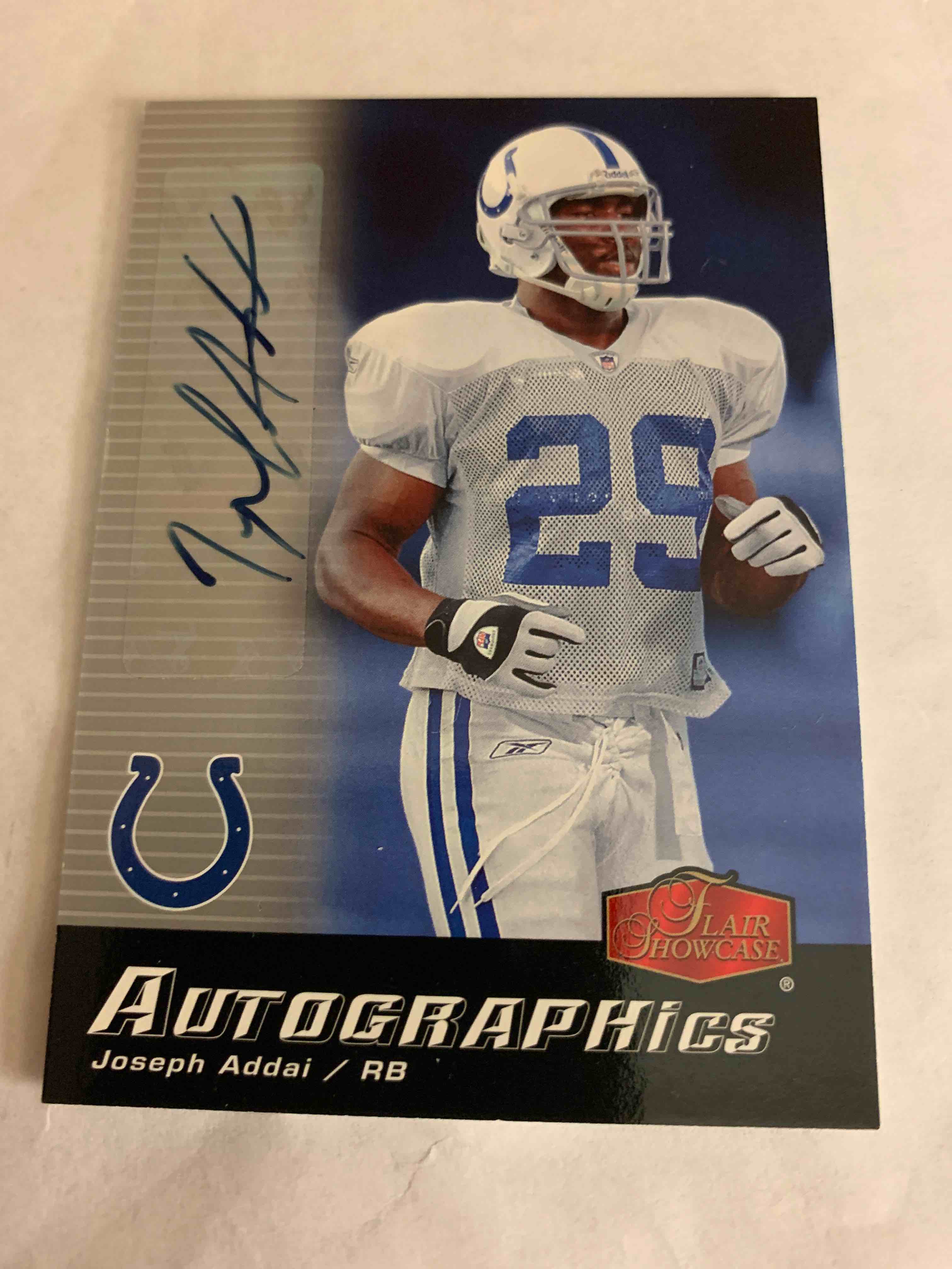 2006 Flair Showcase Autographics #AU-JA, Joseph Addai Autograph Card 