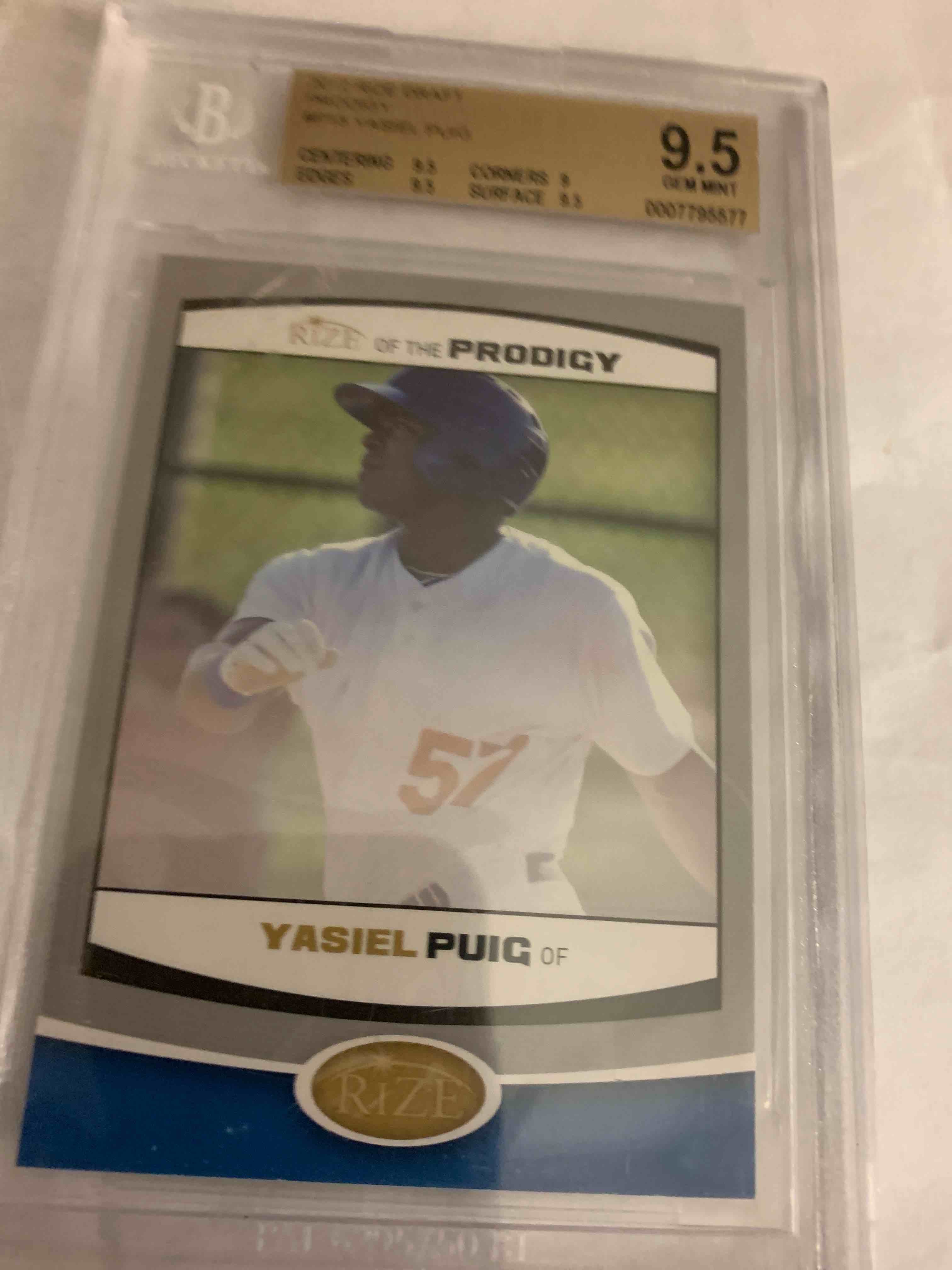 2012 Rize Draft Prodigy #P15, Yasiel Puig Rookie, Graded 9.5 Gem Mint