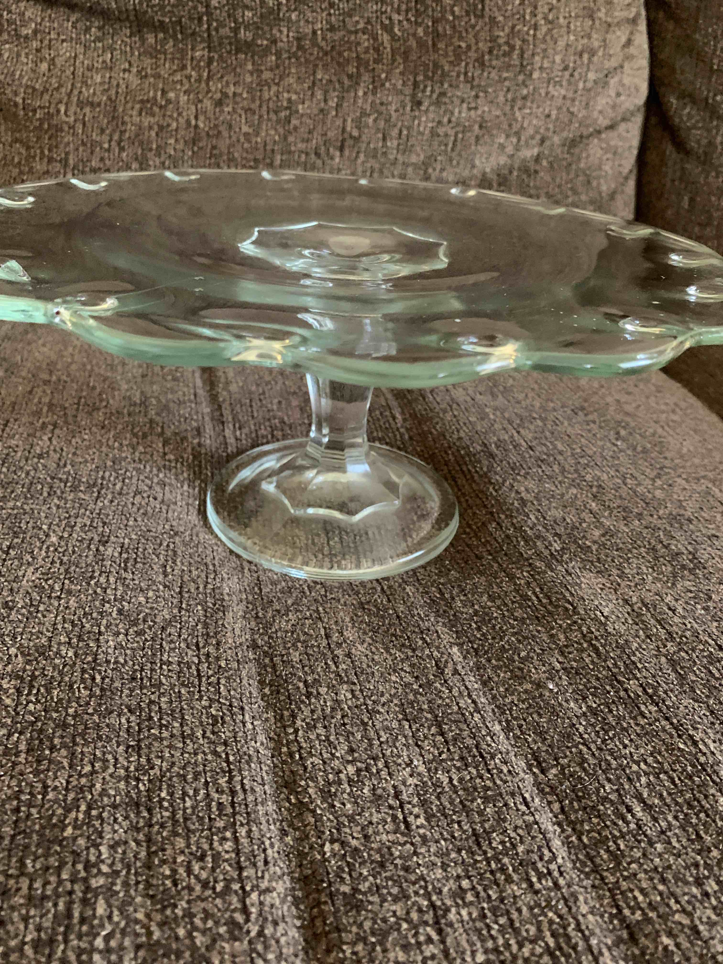 Glass Cake Stand, 10” diameter 4-1/2”H. 