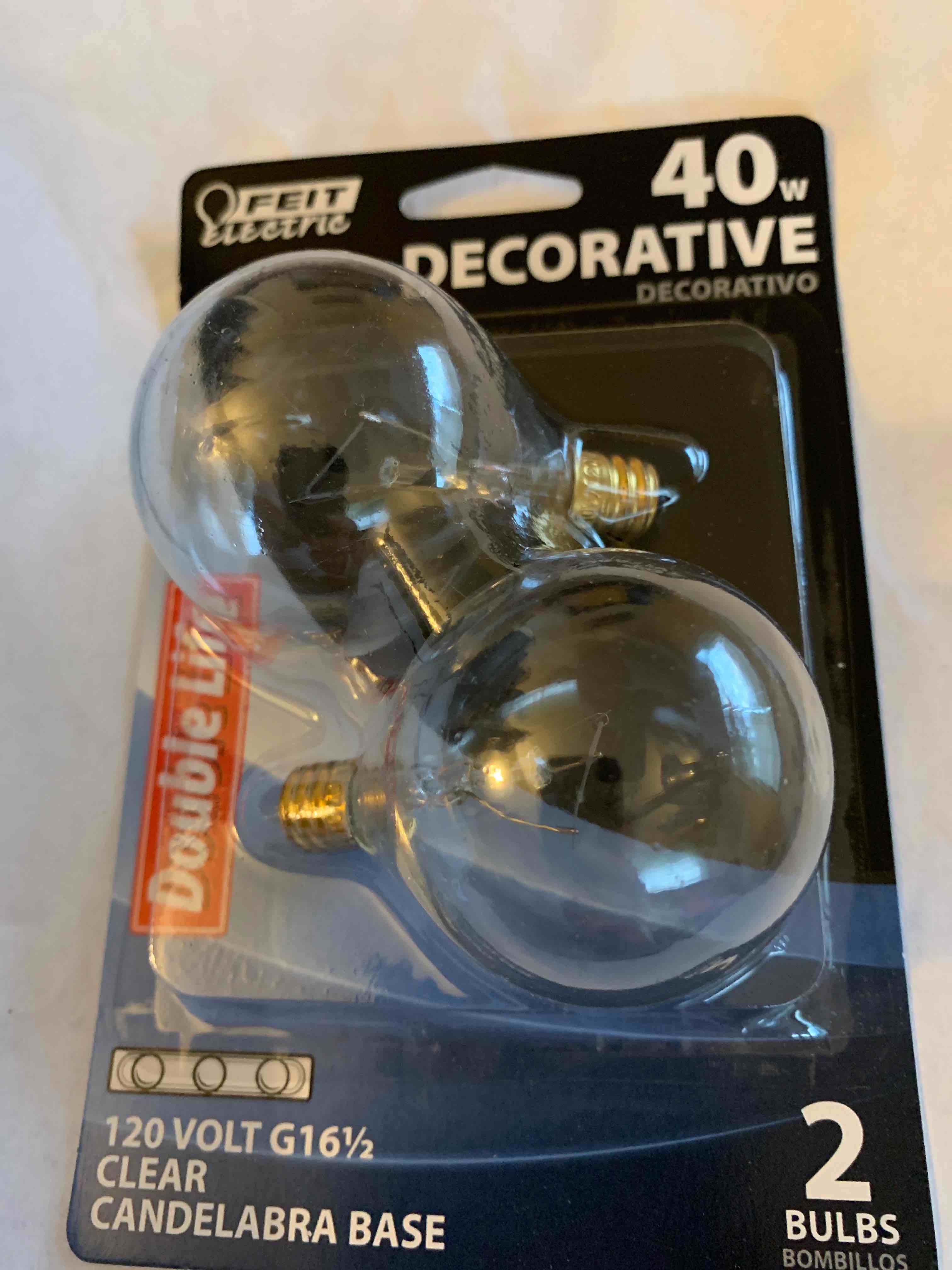 Box of 40w Decorative Light Bulbs, 6 Packs, 2 bulbs per Pack, 12 Bulbs Total. 