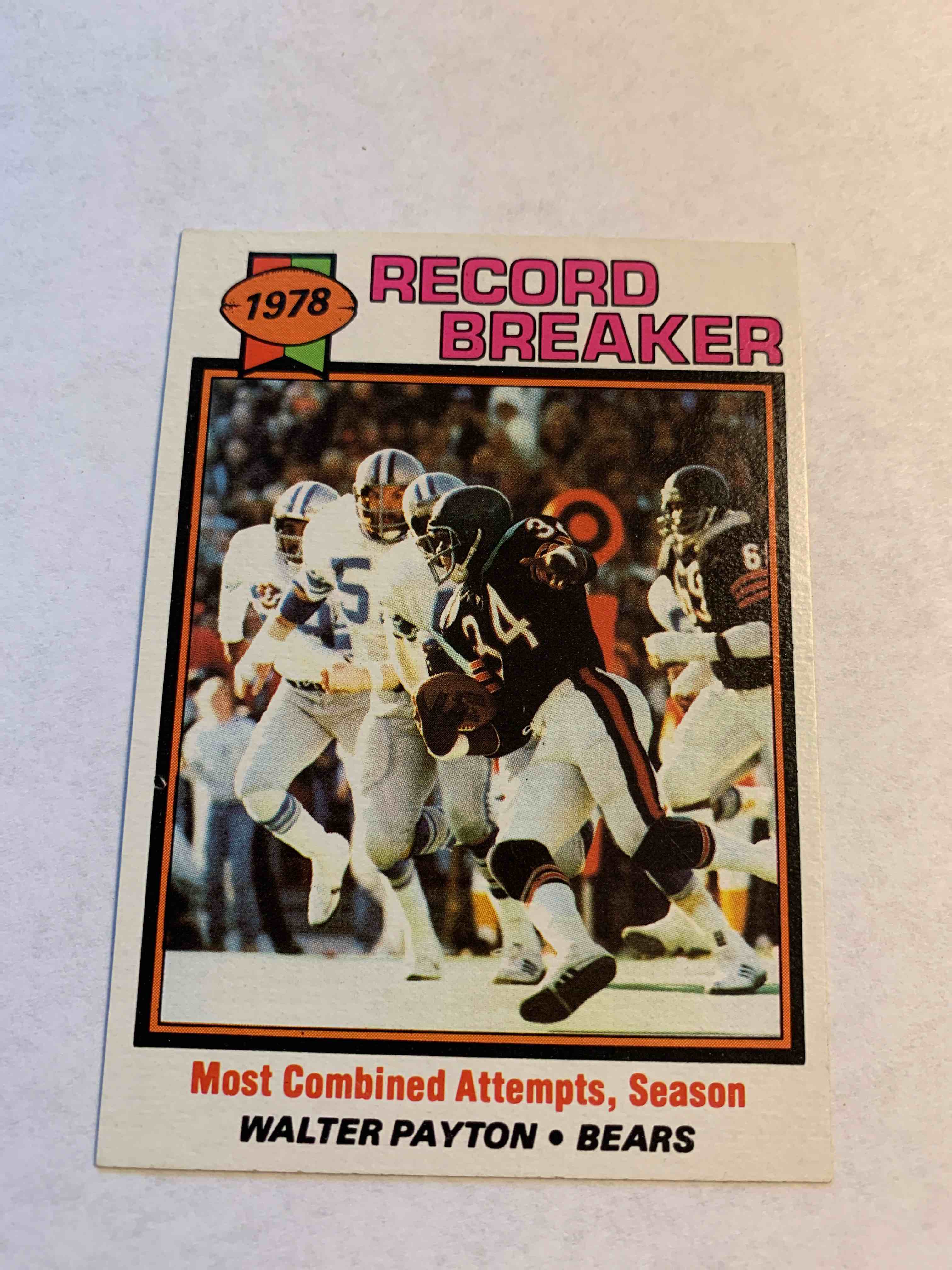 1979 Topps #335, 1978 Record Breaker Walter Payton 