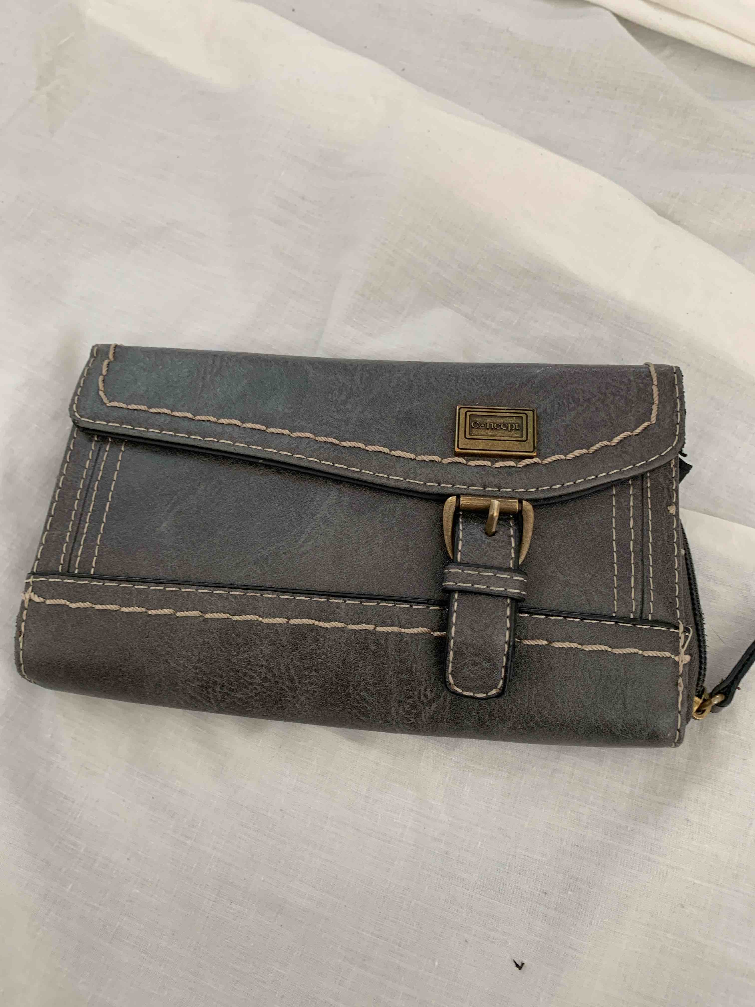 Concept Gray Leather Change Purse 