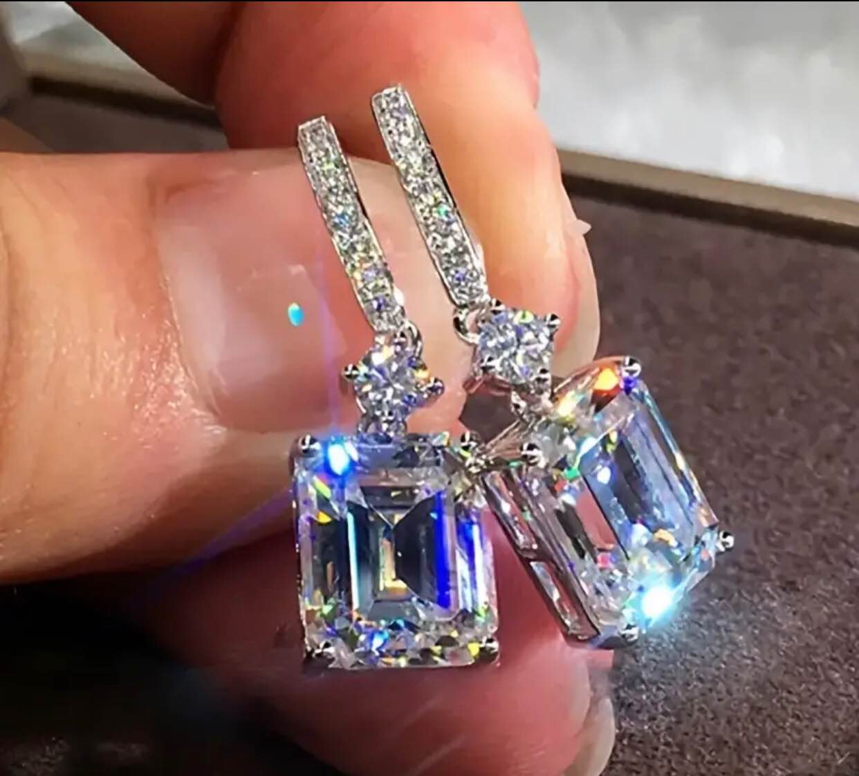 Beautiful 925 Silver Sapphire Earrings