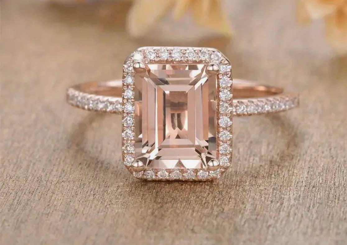 Gorgeous 925 Silver 18K Rose Gold Plated Ring Sz 7